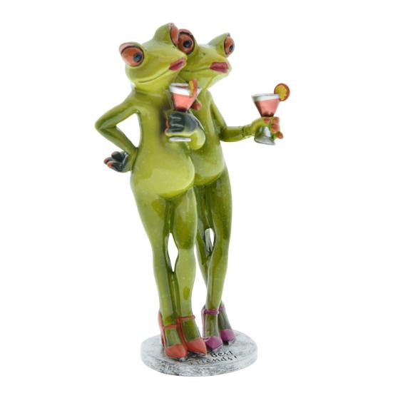 Waltzing Couple Frog Figurine Dancing Drinking Frog Statue Resin Animal Sculpture Home Office Indoor