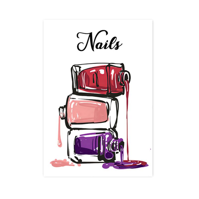 Lipstick Nail Polish Girl Cosmetics Canvas Painting Posters and Prints Beauty Salon Nordic Wall Art Pictures for Home Decoration