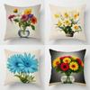Home Decor Colorful Flower Vase Pillow Covers Pattern Cushion Cover Suitable For Sofa Bedroom Car Pillow Cover