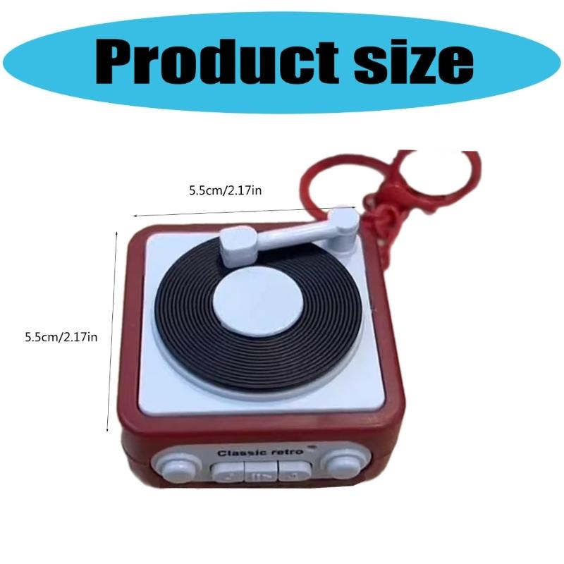 Vintage Record Player Keychain Charm Pendant With Recording Function for Decorative and Practical Daily Casual Use
