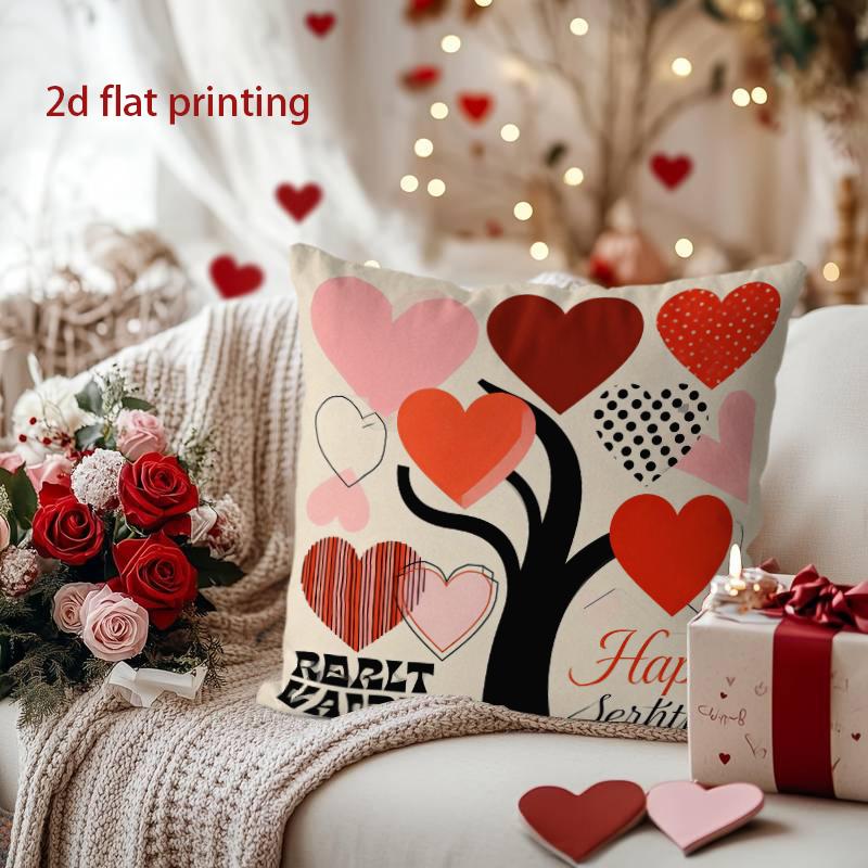 Heart Tree Pattern Pillow for Valentine's Decor Pattern Cushion Cover Suitable for Sofa Bedroom Car Pillow Cover