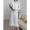 Celebrity Sweater Two-piece Set Autumn and Winter Fashion Lace Skirt + Knitted Cardigan Set
