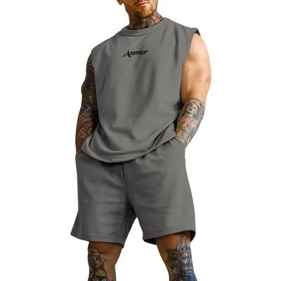 Ensemble d'entraînement Anmur pour homme, débardeur d'été et pantalon confortable pour la course à pied, réglable, couleur unie, avec poches, taille