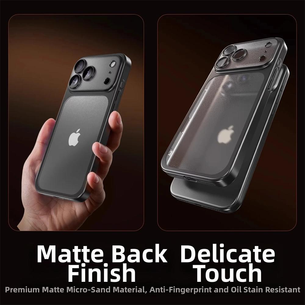 Luxe Plating Frosted Translucent Telefoonhoesje Voor iPhone 17 16 15 14 13 12 Pro Max Air Originele Kleur Glas Lens Bescherming Matte Bumper Cover
