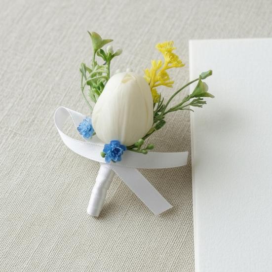 Yousheng Artificial Wedding Corsage And Boutonniere Set Silk Flower Wrist Corsage And Lapel Pin for Bridal Party Business Opening Ceremony Guest