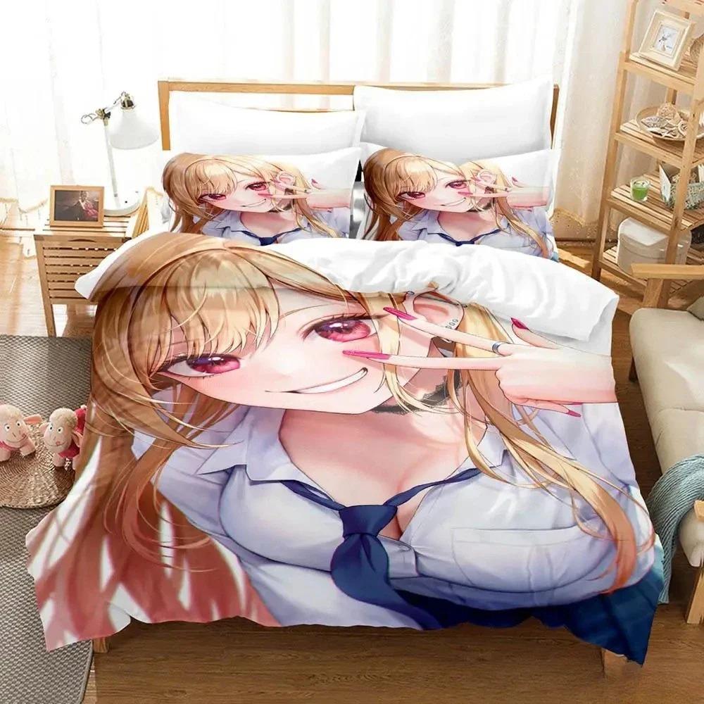 Nieuwe Marin Kitagawa Beddengoed Set Eenpersoons Tweepersoons Volledig Queen Size King Size Bed Set Volwassene Kind Slaapkamer Dekbedovertrek Sets 3D Print Anime Bed