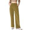 Women Corduroy Long Pants High Waist Button Zipper Fly Solid Color Straight Wide Leg Trousers with