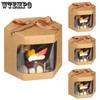 WTEMPO 4PCS Caixas de padaria individuais com janela transparente Recipientes para cupcakes Doces Biscoitos Macaron Caixas de papel Kraft Caixas de presente