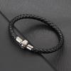 Minimalist Magnetic Leather Bracelet For Men Customizable Size Black Bangle Hiphop Rock Joias Casual Accessories
