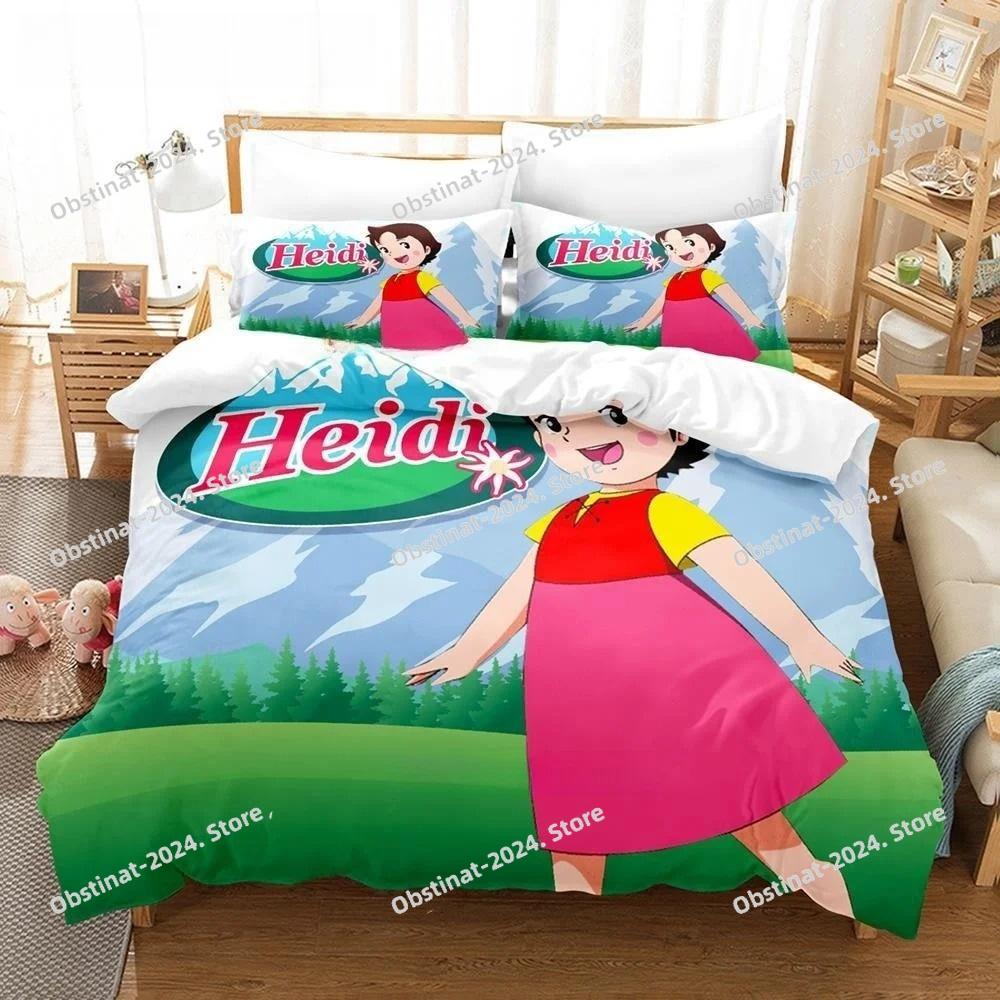 Impresión 3D Anime Heidi, Niña de los Alpes Juego de Cama Individual Doble Matrimonial King-Size Dimensiones Dimensiones Juego de Ropa de Cama Personas Adultas Habitación Infantil Funda Nórdica