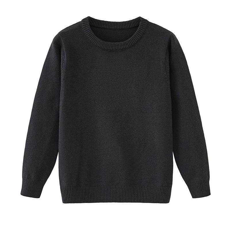 Children's Clothing Round Neck Medium and Large Children's Sweater Pullover Pure Cotton Sweater Boys and Girls Bottoming Sweater