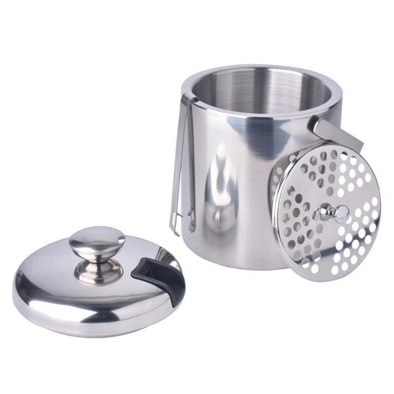 Portable Bucket Ice Cooler Cabinet Double-Layer Wine Beer Ice Cube Container with Tong Clip for Home Kitchen Tools