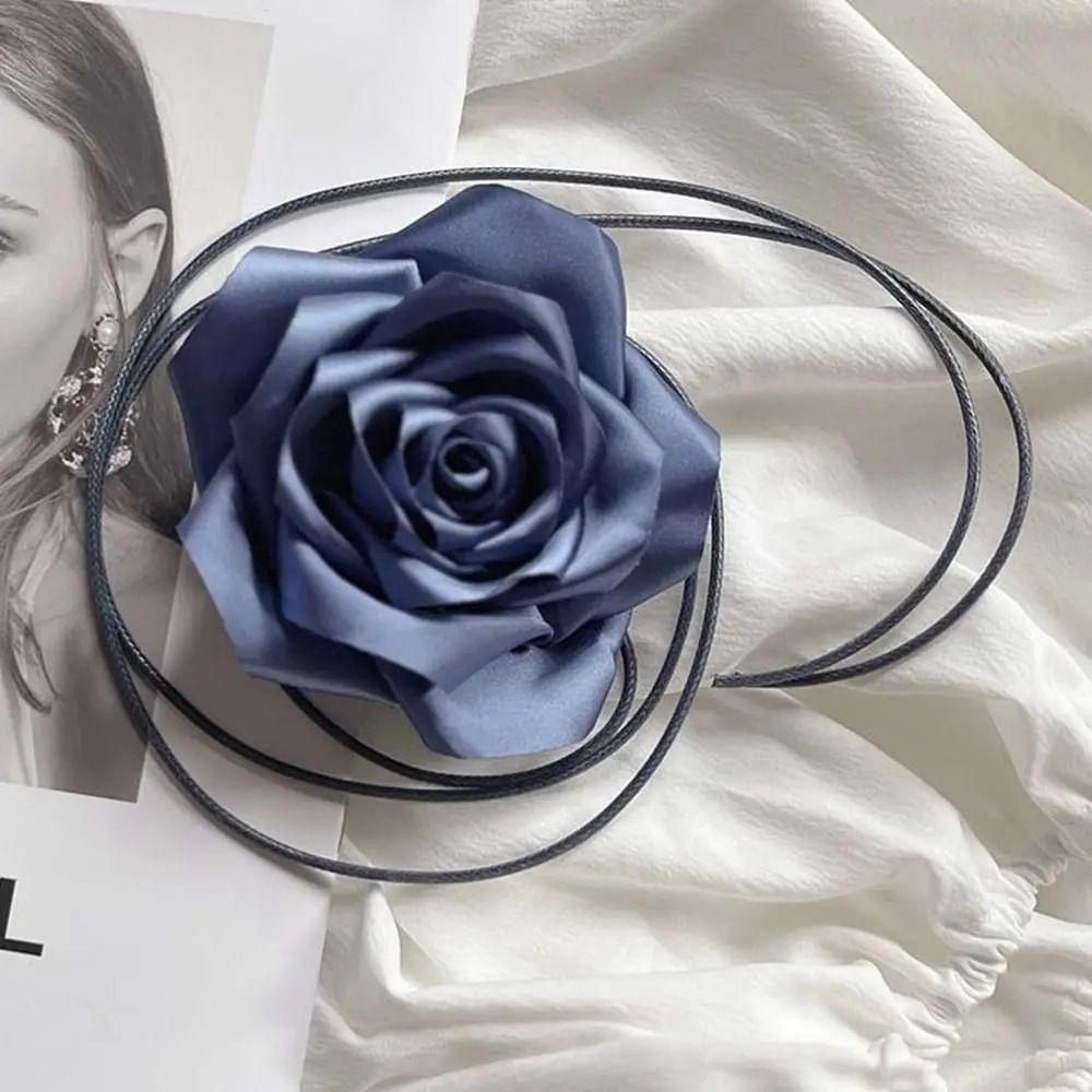 New Satin Rose Lace Neck Necklace Luxurious Neckband Fashion Body Chain Personality Choker Necklace Women Flower Waist Chain