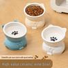 Ceramic Cat Food & Water Bowl with Slanted Mouth and Elevated Design
