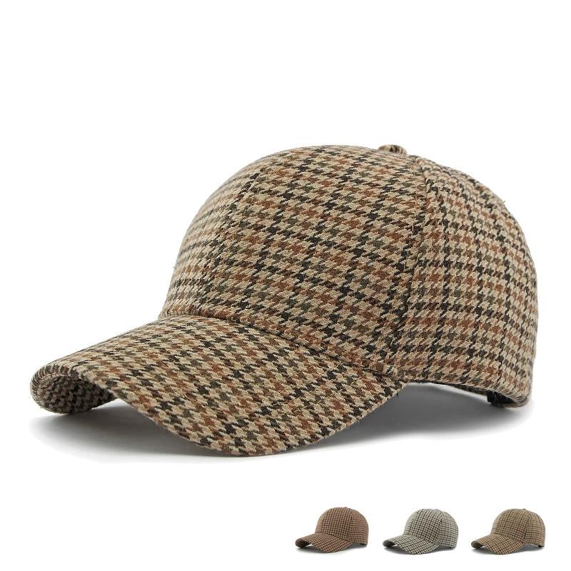 Herfst Winter Hoed Mannen Lente Zomer Buiten Zonbescherming Vizier Klassieke Geruite Baseballpet Harde Top Damesmuts Warme Piekmuts