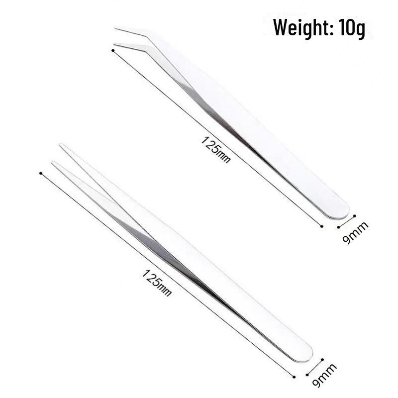 Stainless Steel Thick Elbow Tweezers for Eyelash, Nest, Hair, Gardening, and Telecom Repair