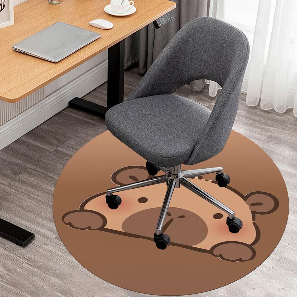 1PC Cute Capybara Animal Kawaii Round Chair mat Area Rug - Non-Slip, Floor Mat for Office, Bedroom, home decor Christmas Gift c0528106