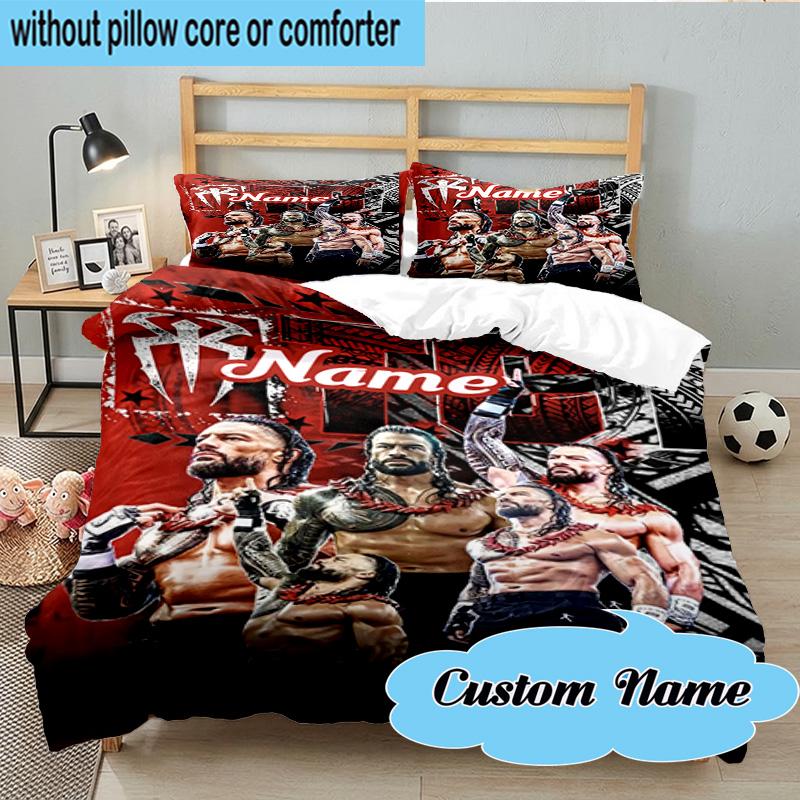 Set Biancheria da Letto Personalizzato 3 Pezzi Campione Rhea wrestling, Include 1 Federa Copripiumino e 2 Federe Cuscino, Adatto per Dormitori e Camere da Letto Regalo
