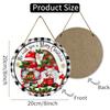 Buffalo plaid Christmas gnome art Round Wooden Hanging Plaque farmhouse wall sign rustic door decor winter holiday home party supplies