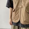 Unisex Casual Waistcoat Sleeveless Multi Pockets Design Vest Coat Zipper Buttons Closure Jacket Cargo