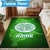 Custom Name Celtic FC Crest Rug Game Carpet, Floor Mat for Bedroom Living Room Entryway Rug, Home Decor Idea Gift for Christmas Birthday