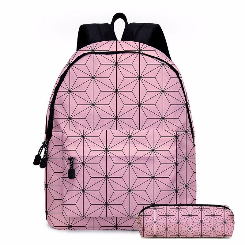 Demon Slayer Anime Cartoon Backpack Set For Students Durable Breathable And Lightweight