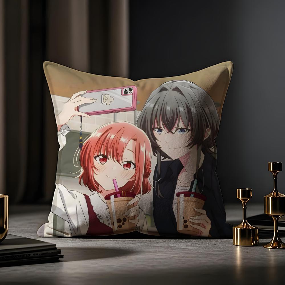 Hikikomari Kyuuketsuki No Monmon Cushion Cover Anti-dustmite Pillowcase Invisible Zipper Silky Short Plush Sofa Cushion Cover