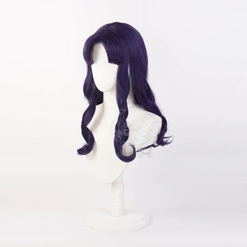 Katsuragi Misato Cosplay Wig Women Purple Long Wavy Heat Resistant Synthetic Hair Katsuragi Anime Role Play Wigs + Wig Cap