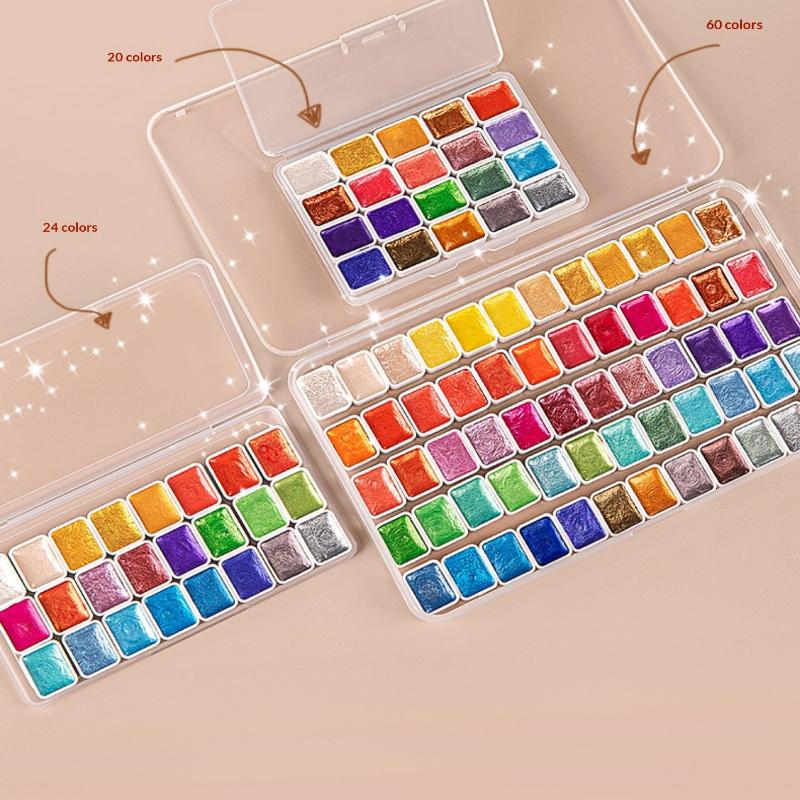 20/98 Solid Pearlescent Watercolor Paint Non Fading Water Color Cakes With Portable Case For Artist Student Painting Supplies