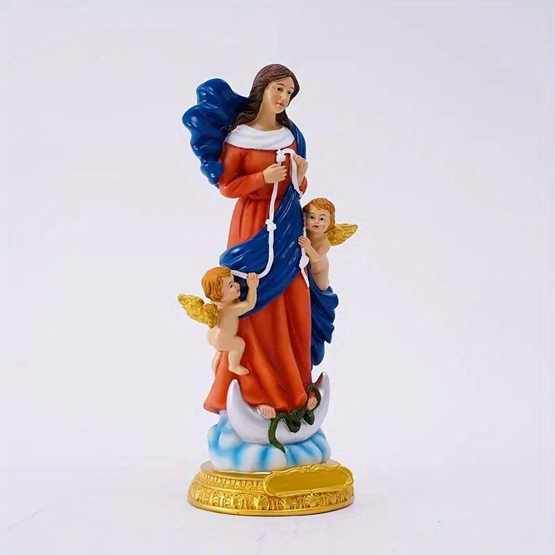 1PC Mary Undoer of Knots Figure On Base Catholic Religious Gift Resin Statue Virgin Mary Sculpture Home Decor