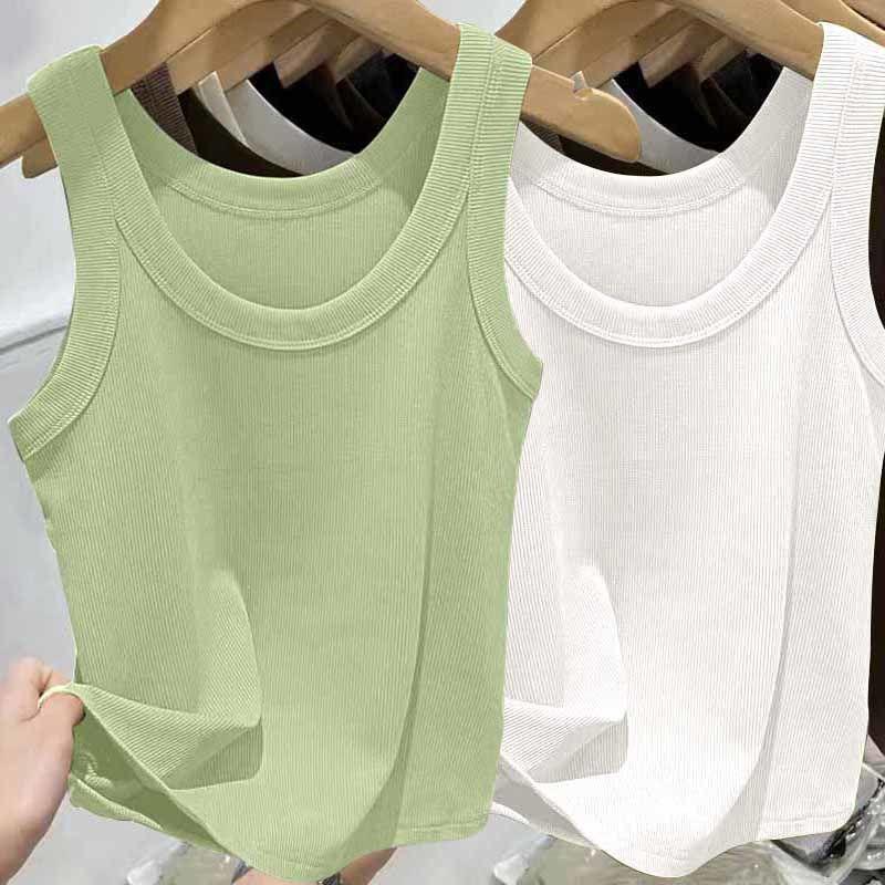 Geripptes Camisole-Oberteil aus Eisseide für Damen mit U-Ausschnitt und Spaghettiträgern für Frühling und Sommer