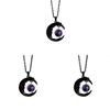Maankristal Hanger Ketting Met Legering Diep Donkere Gotische Stijl Voor Vrouwen En Mannen