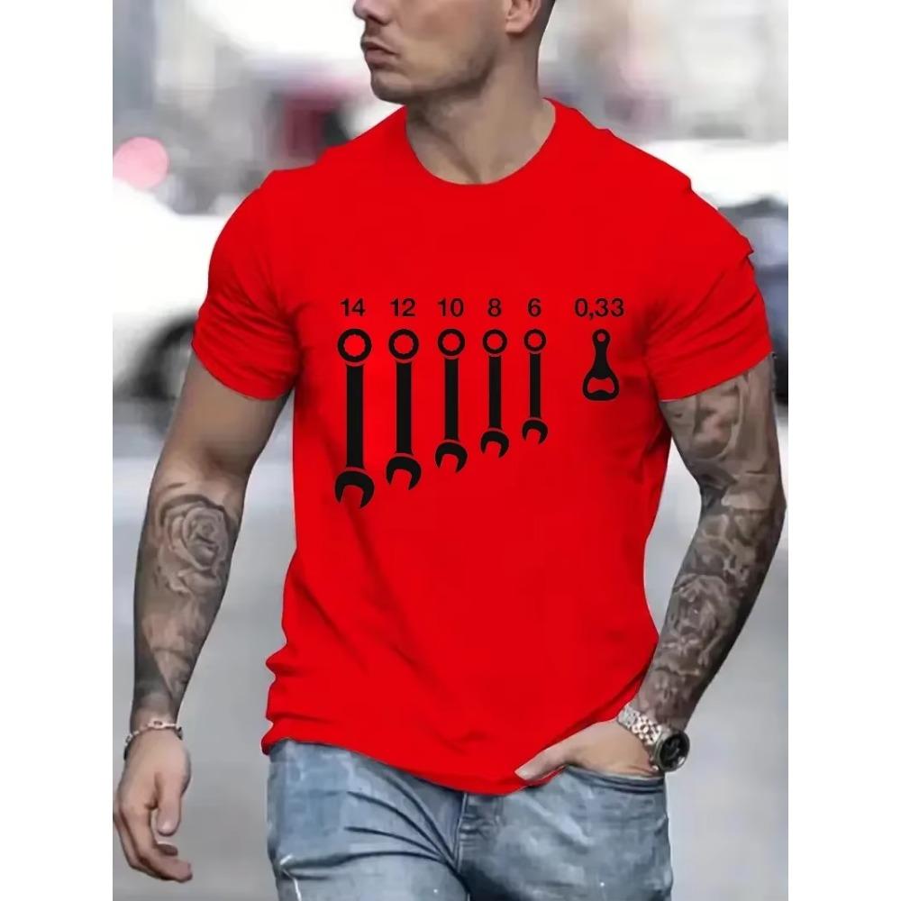 T-Shirts für Männer Kleidung Schraubenschlüssel Schraubenschlüssel Bierflaschenöffner Werkzeuge Humorvolle T-Shirts Rundhals-Tees Kurzarm Übergroße Oberteile