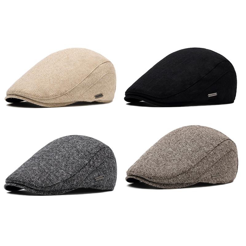 Autumn Winter Thick Warm Newsboy Caps Men Soft Beret Hat Classic Detective Hats Retro Driver Flat Peaked Cap Street Hats