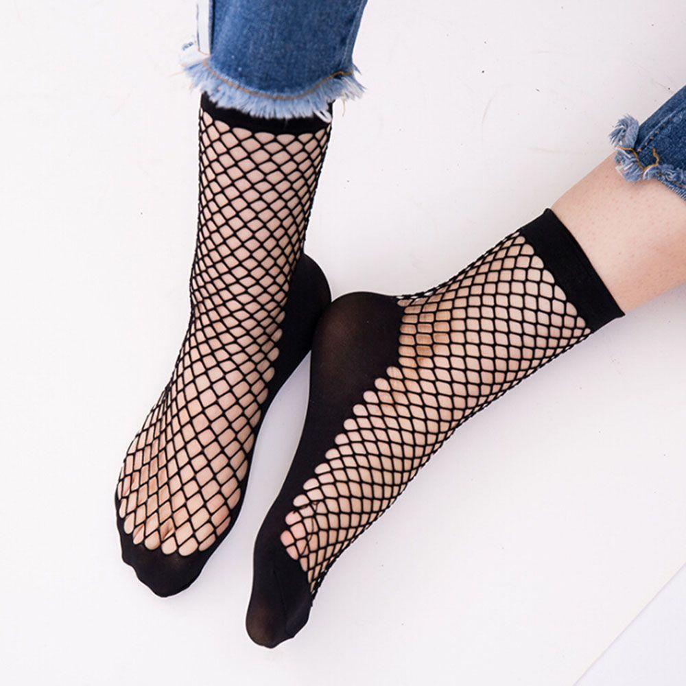 Punk Schwarz Sexy Mode Damen Ausgeschnitten Netz Socken Kurze Socken Netzstrümpfe Knöchelsocken