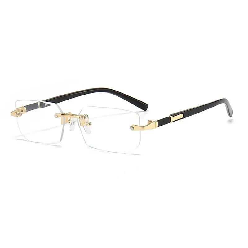 Rimless Sunglasses Rectangle Stylish Popular Female Male Sun Eyewear Small Square Sun Eyewear for Female Male Summer Traveling Oculos