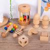 Toddler Rattle Car Model Building Block Shape Cognition Gnashing Stick Soothing Toy Puzzle Wooden Rattle Teaching Aid