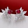 Huitan Gorgeous Red Cubic Zirconia Women Earrings Ear Stud Piercing Luxury Elegant Lady’s Earrings for Party New Fashion Jewelry