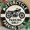 D PaintingMotorcycle Parking Only Vintage Aluminum Sign Durable Outdoor Decor For Garage