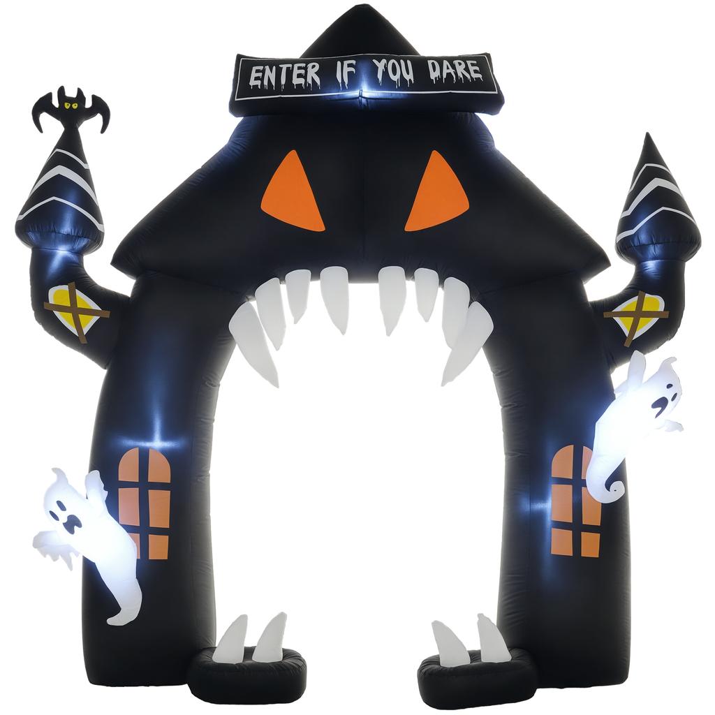 Arco Hinchable de Halloween, 4 Fantasmas, Luces LED, Impermeable, 300 x 76 x 300 cm