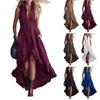 Robe longue sans manches à fermeture éclair sur le devant avec ourlet asymétrique et détails plissés pour femme, coupe décontractée ample, robe longue