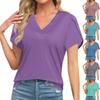 Blouses For Women Dressy Casual, Fashion Solid Color Retro T-Shirt Unique Design V-Neck Oversized Tshirts