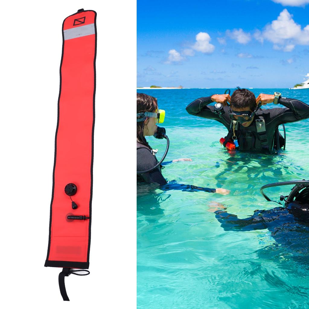 Tauch Oberflächenmarkierungsboje Schwimmendes Tauchausrüstung Sicherheitsausrüstung Aufblasbar StreifenOrange