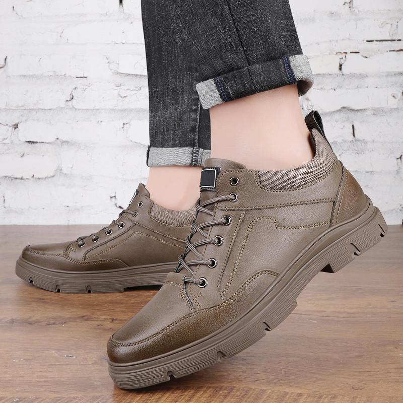 Fashion High Quality Outdoor Hiking Ankle Boots Male Boots Winter Boots Men Lace-Up Low Top Men Casual Shoe Genuine Leather Men Sneakers