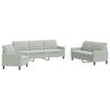 3 Piece Sofa Set with Cushions Light Grey Velvet