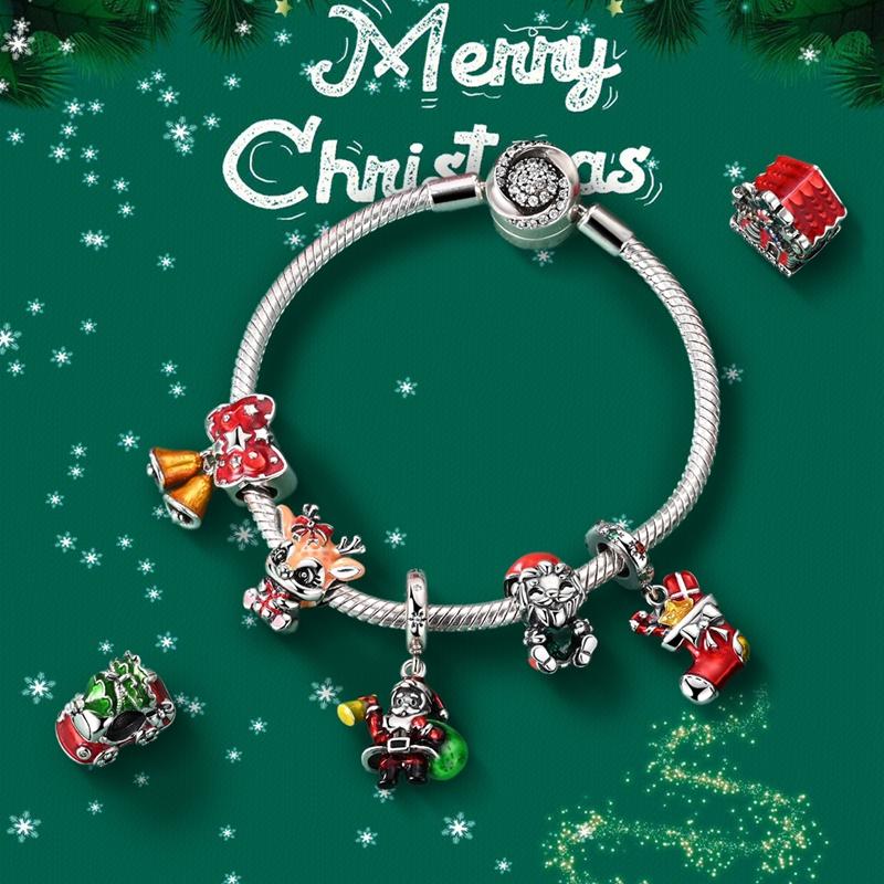 copper Christmas Sweet Home House Charm Pendant Bead Charms Compatible With Authentic Bracelets for Women Valentine Day Jewellery Gifts