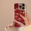 Weinrot Retro iPhone16 Geeignet für Apple 15 Promax Handyhülle 13 Rote Schleife 14 Drop Glue Huawei