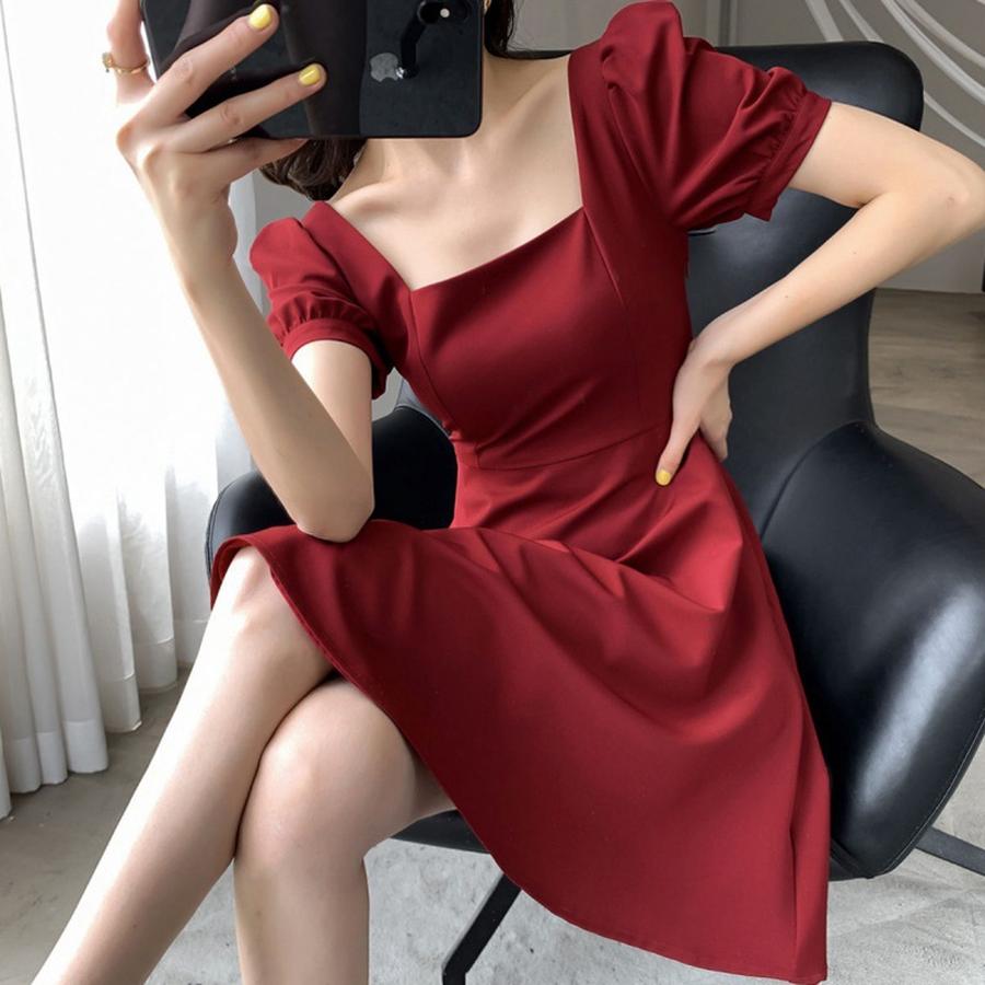 Summer New Ins Tea Break Dress, Temperament One-Shoulder Knee-Length Hepburn Style Black Dress for Plus Size Women