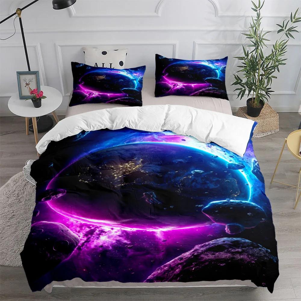 Bettwäsche-Set mit abstraktem Weltraumnebel, Bettbezug-Set, UK-Einzelbett, Doppelbett, Queensize-Bett, Kingsize-Bett, US-Bett, Twin, Full Kingsize