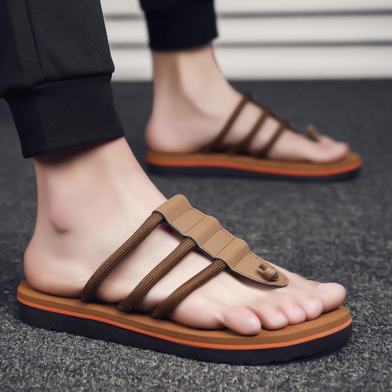 Mode Sommar Nya Flip-flops Herr Trendig Punkstil Utomhus Strand Sandal Mjuk Sula Halkfria Tofflor Casual Herr Andningsbara Hemskor